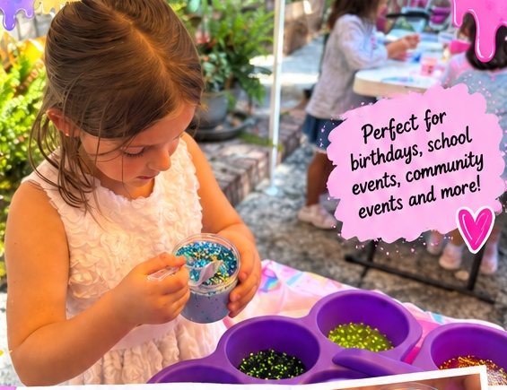 Child customizing slime at a slime party